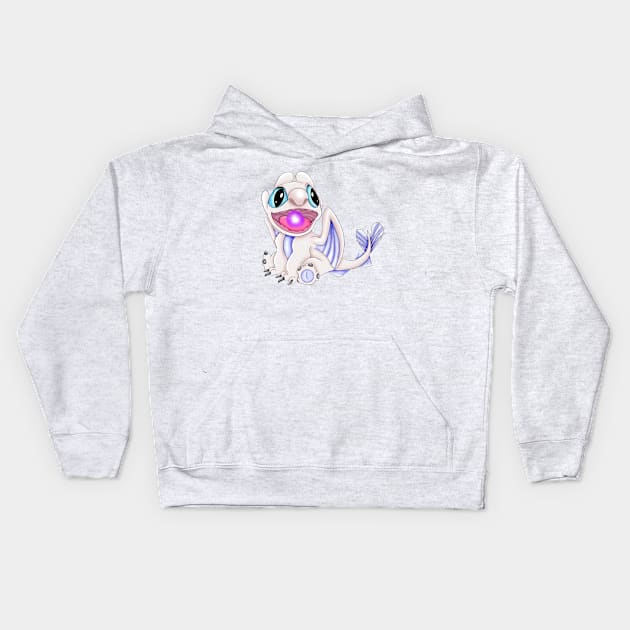 White magical dragon Kids Hoodie by Hooked on